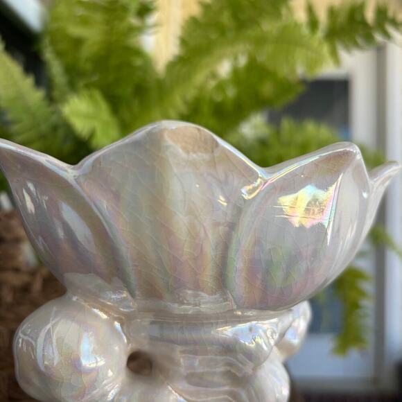 Mother of pearl figurine soap dish 2 cherubs 1970's Vtg Luster finish Tulip - Picture 10 of 10